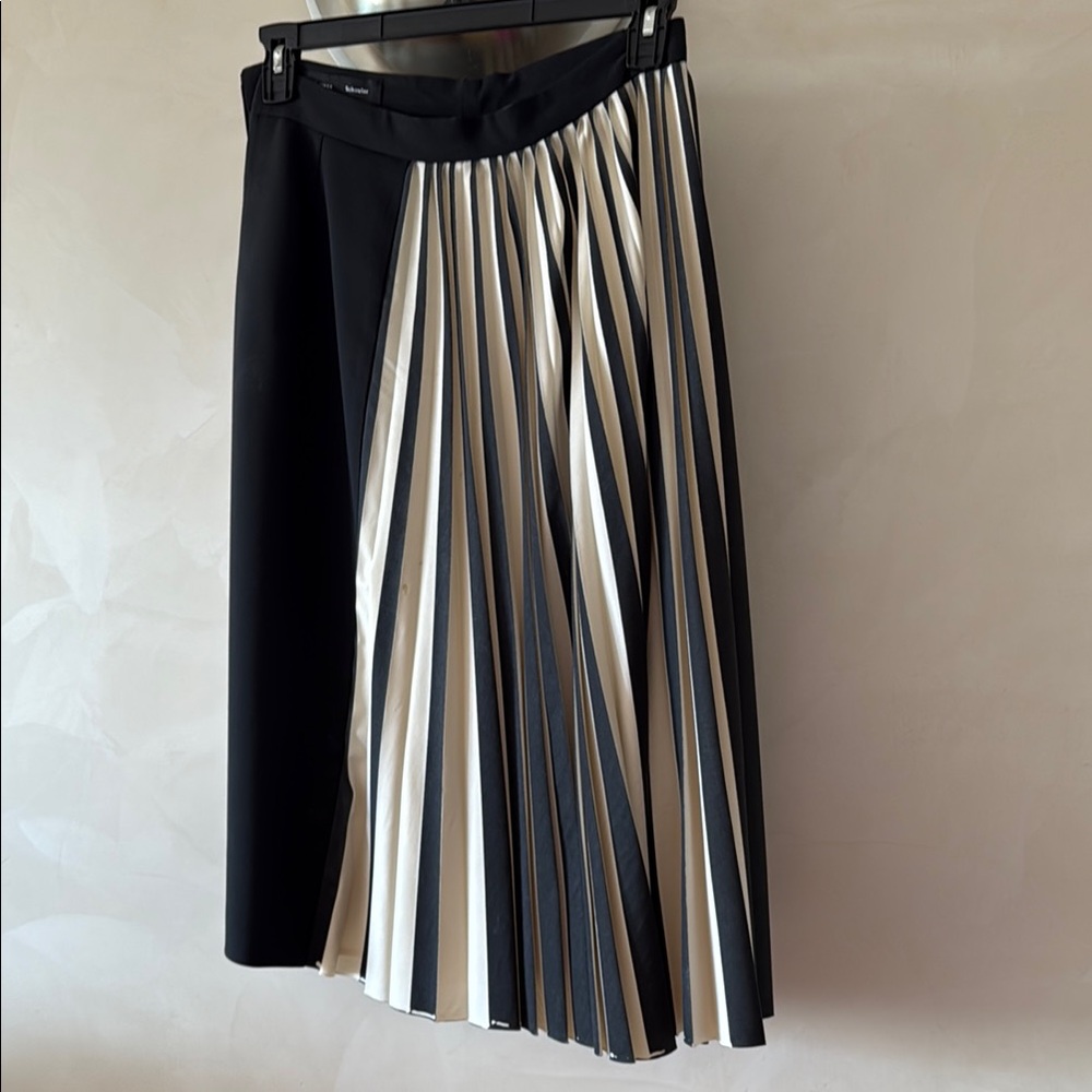 Proenza Schouler Pleated Midi Skirt Black Silver Cocktail